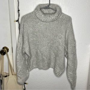 Gray Knit Turtleneck Sweater